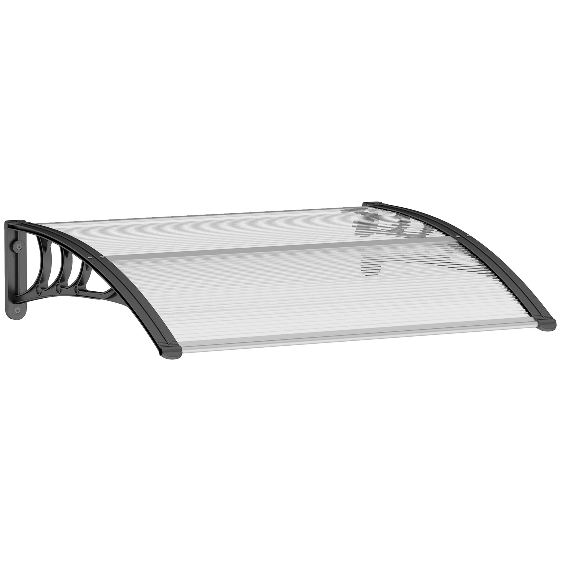 Outsunny Tejadillo de Protección 75x100 cm Marquesina Exterior para Puertas y Ventanas contra Sol y Lluvia con Soporte de Aleación de Aluminio Transparente