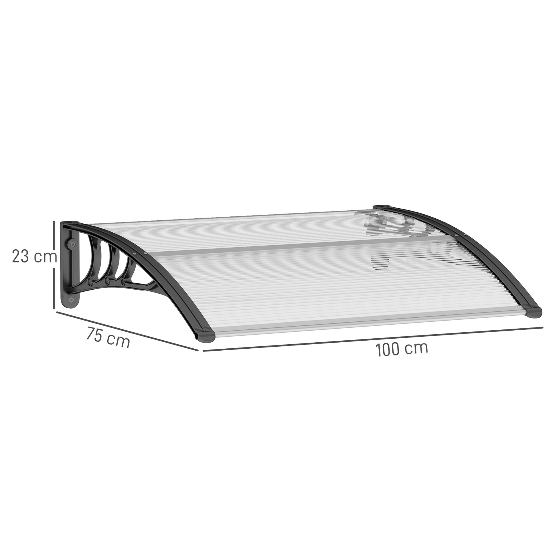 Outsunny Tejadillo de Protección 75x100 cm Marquesina Exterior para Puertas y Ventanas contra Sol y Lluvia con Soporte de Aleación de Aluminio Transparente