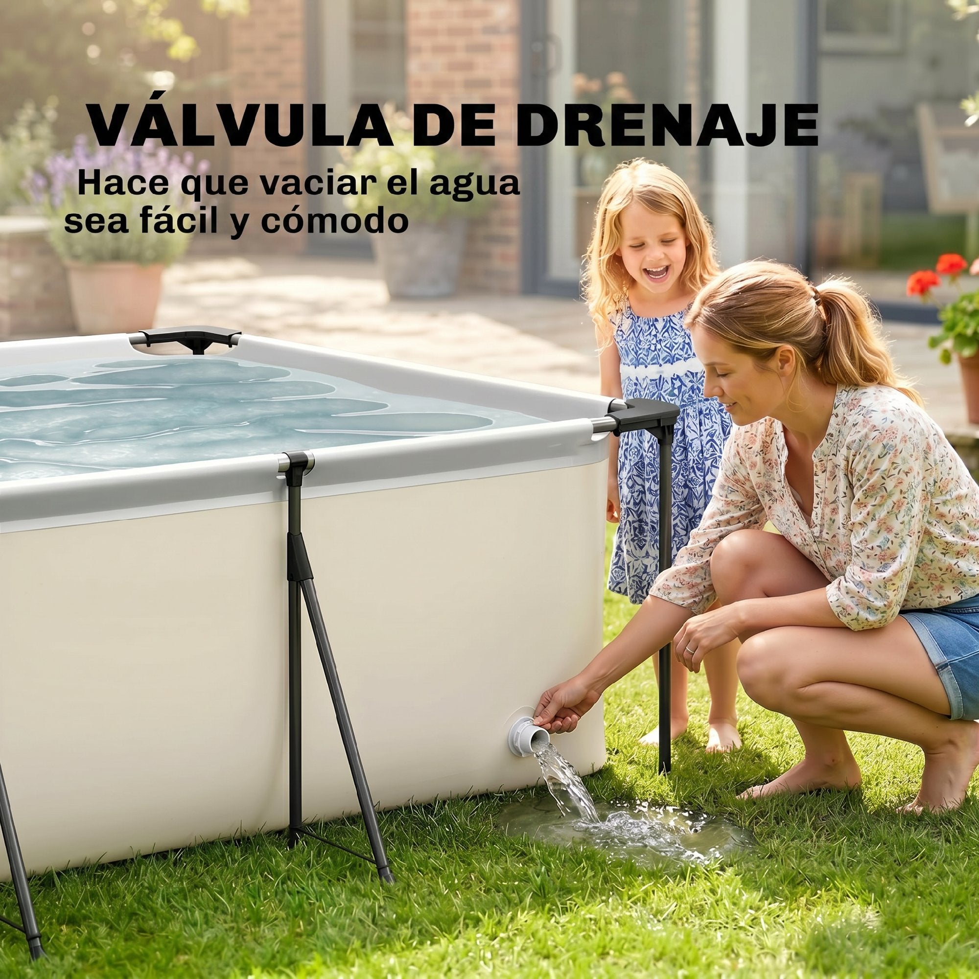 Outsunny Piscina Desmontable Tubular 394,5x208,3x80,5 cm 6075 L, Piscina Rectangular con Marco Metálico Estable, Parche Reparación, Bomba Filtro No Incluida para 4-6 Personas, Jardín, Exterior, Gris