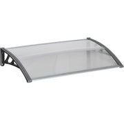 Outsunny Tejadillo de Protección 110x60 cm Marquesina Exterior para Puertas y Ventanas contra Sol y Lluvia con Soporte de PP Policarbonato Transparente
