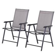 Outsunny Conjunto de 2 Sillas Plegables para Exterior Con Reposabrazos Sillas para Balcones Jardín Terraza Metal Texteline Carga 110kg 58x64x94 cm Gris