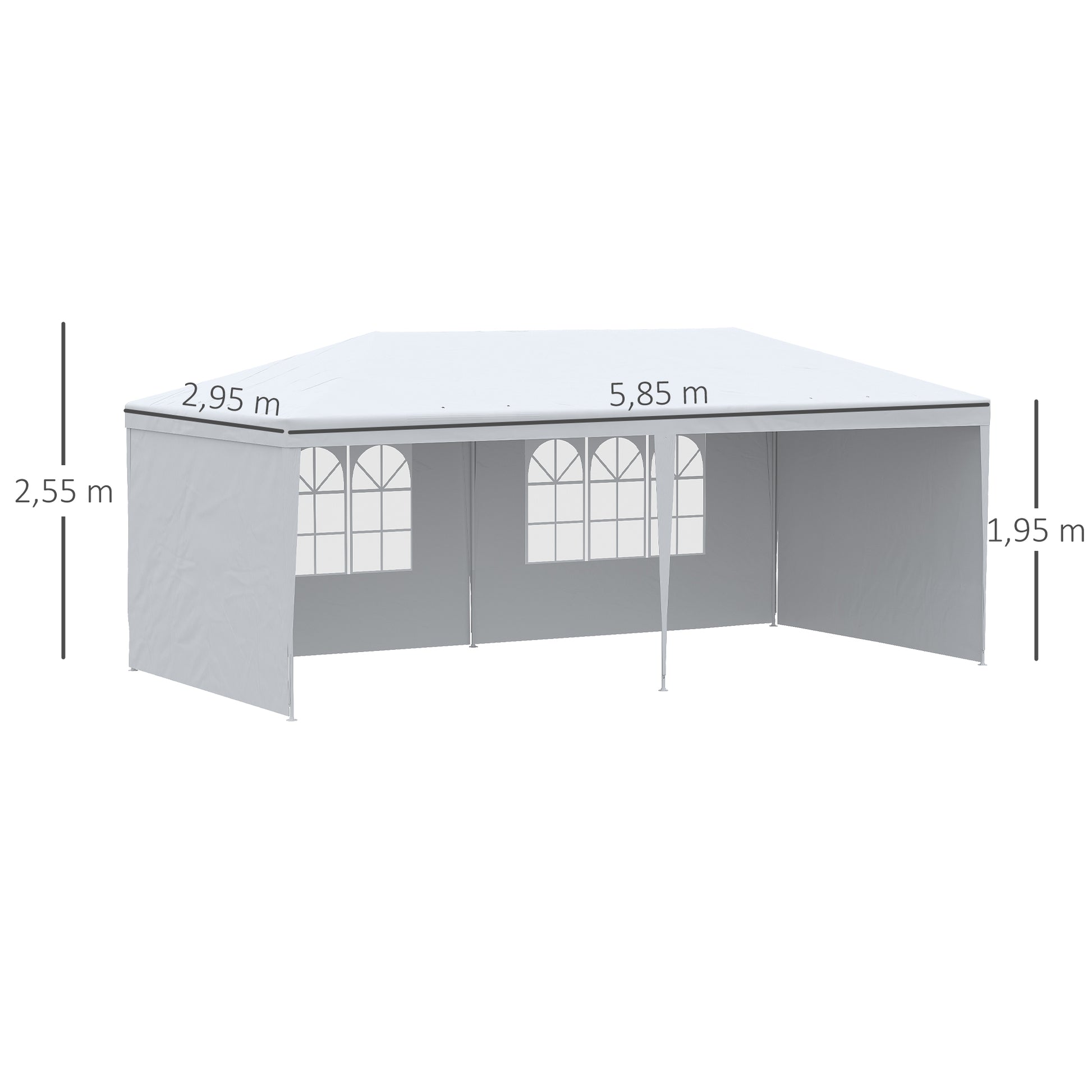 Outsunny Carpa de Jardín 6x3 m Pabellón con 4 Paredes Laterales y 2 Ventanas Visibles Anti-UV Impermeable Cenador Gazebo de Exterior con Marco de Acero para Fiestas Eventos Bodas Blanco