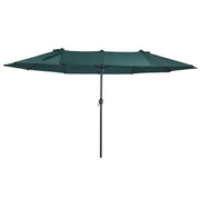 Outsunny Sombrilla Doble 4,55x2,65 m Sombrilla Terraza Exterior con Manivela Manual Resistente al Agua y Protección Solar Sombrilla Grande para Terraza Playa Piscina Verde