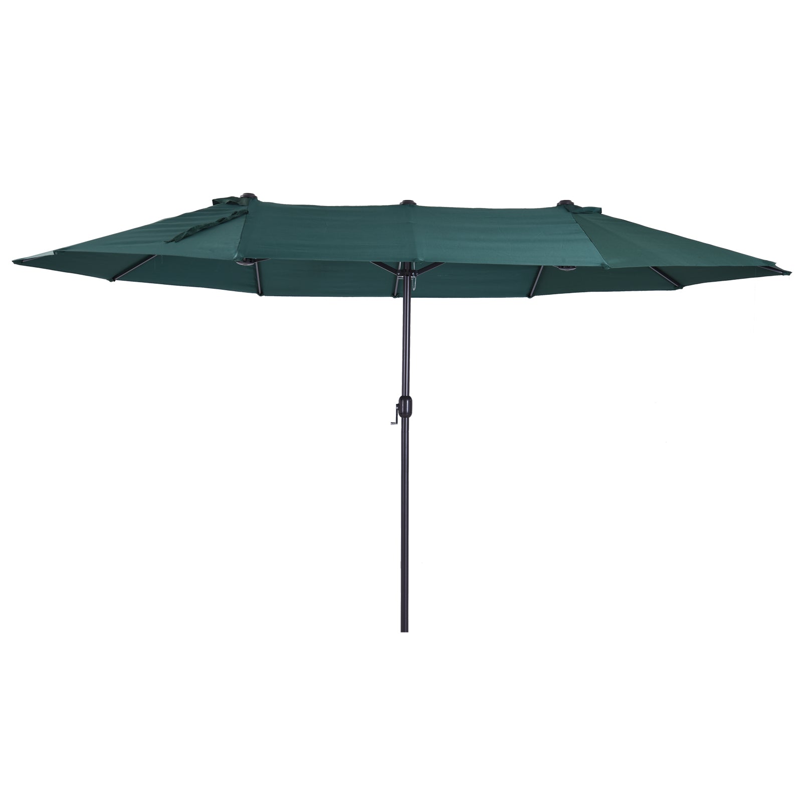 Outsunny Sombrilla Doble 4,55x2,65 m Sombrilla Terraza Exterior con Manivela Manual Resistente al Agua y Protección Solar Sombrilla Grande para Terraza Playa Piscina Verde