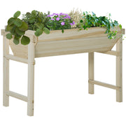 Outsunny Huerto Urbano Elevado de Madera 108,5x60x80 cm Mesa de Cultivo con Tela no Tejida y 3 Orificios de Drenaje para Jardín Terraza Exterior Carga 50 kg Natural