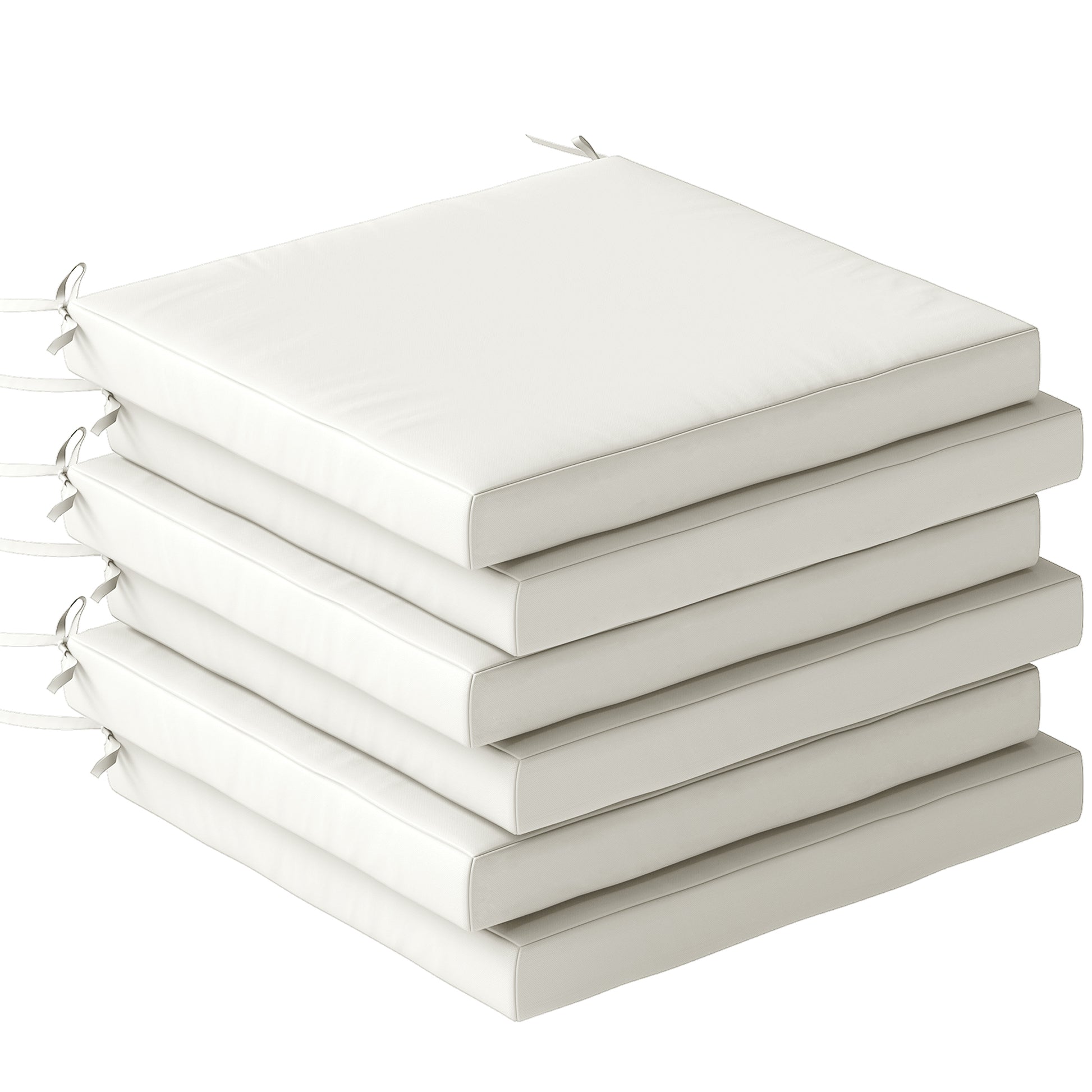Outsunny Juego de Cojines para Sillas de Comedor, 46x42x7 cm, 6 Piezas, Cojines para Sillas de Jardín con Funda Lavable y Lazos, Impermeable y Anti-UV, Crema