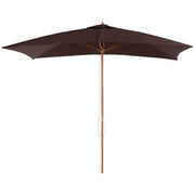 Outsunny Sombrilla Terraza Exterior 295x200 cm con Mástil de Madera Varillas de Bambú y Polea Parasol de Jardín Rectangular Impermeable para Patio o Terraza Estilo Clásico Café