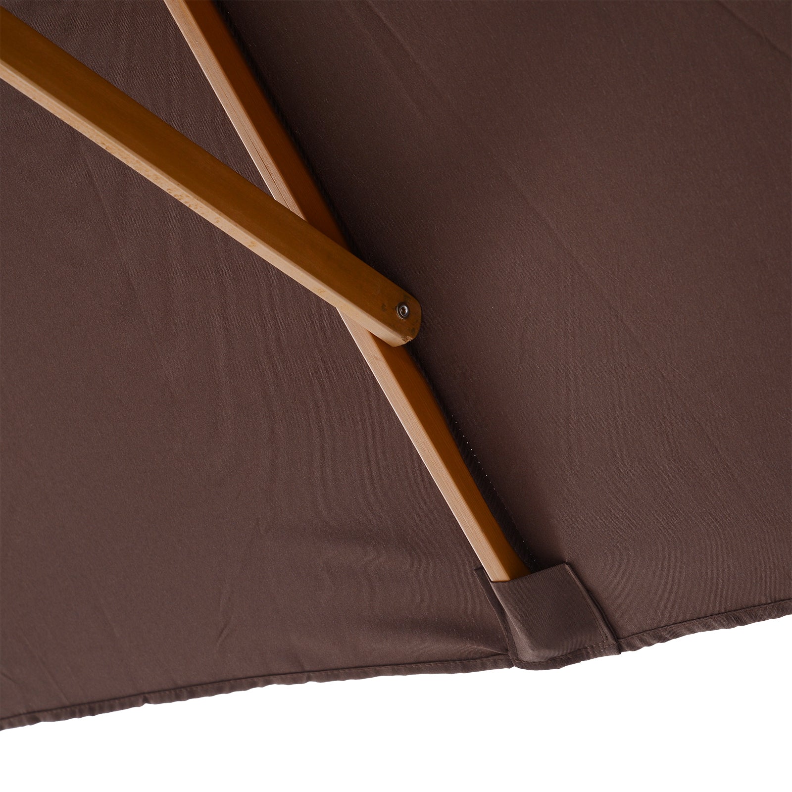 Outsunny Sombrilla Terraza Exterior 295x200 cm con Mástil de Madera Varillas de Bambú y Polea Parasol de Jardín Rectangular Impermeable para Patio o Terraza Estilo Clásico Café