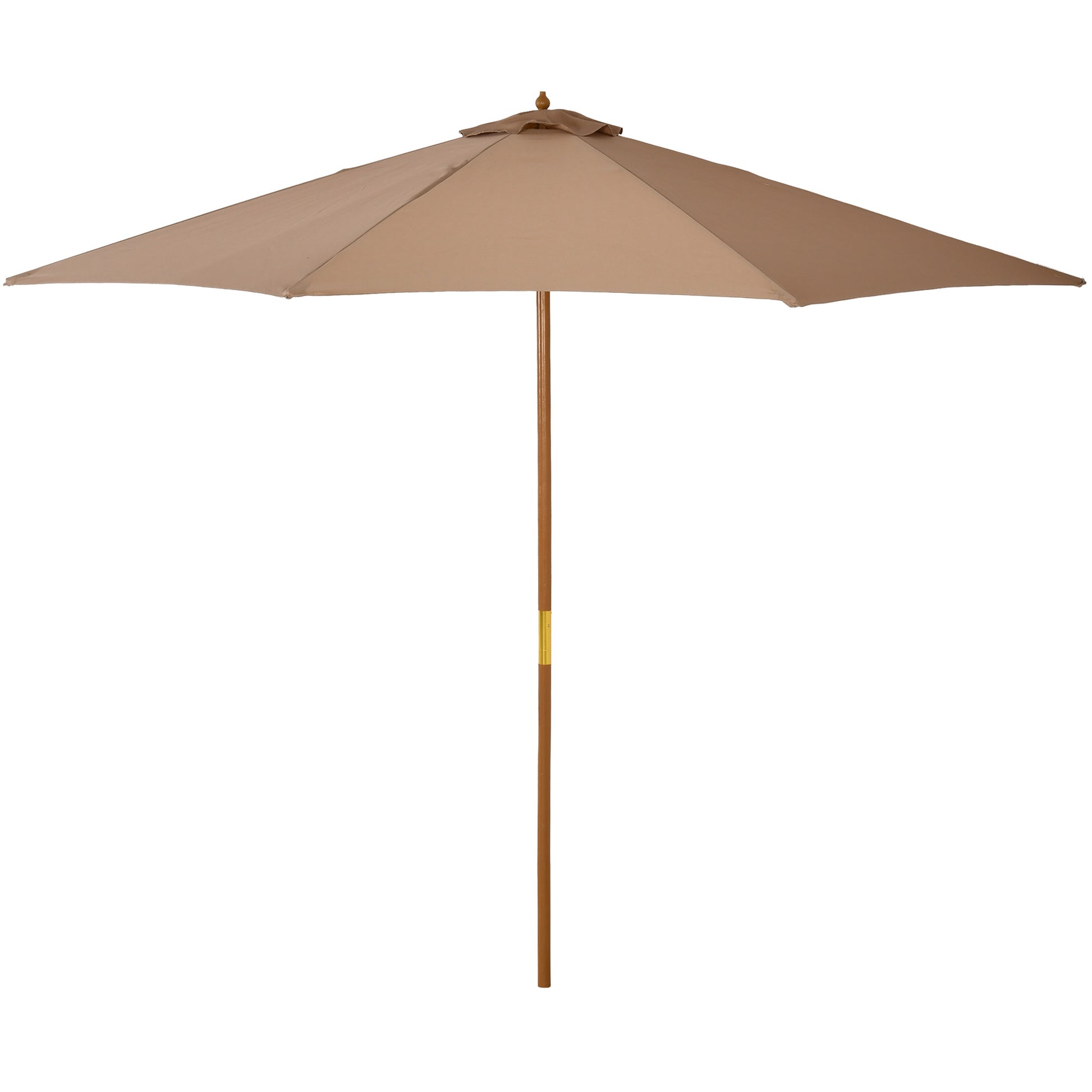 Outsunny Sombrilla Terraza Exterior Ø300 cm Sombrilla de Jardín con Sistema de Polea Techo Ventilado y Poste Desmontable de Madera Parasol para Patio Terraza Caqui
