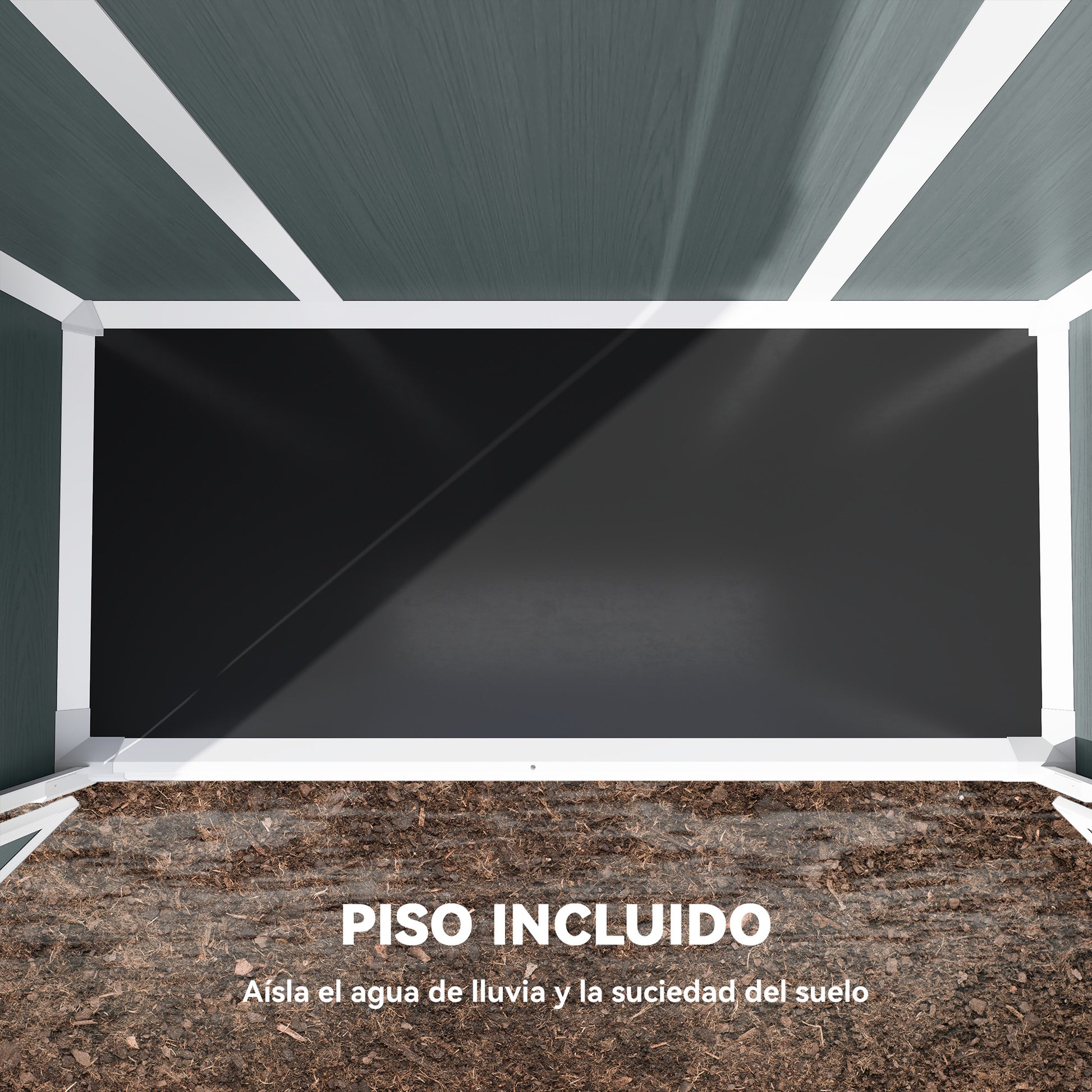 Outsunny Caseta de Jardín Exterior, 0,81 m², 134x68,5x170 cm, Cobertizo de Jardín Exterior de Plástico con Suelo, 2 Estantes Plegables, Puertas Dobles con Pestillo para Almacenaje Herramientas, Gris