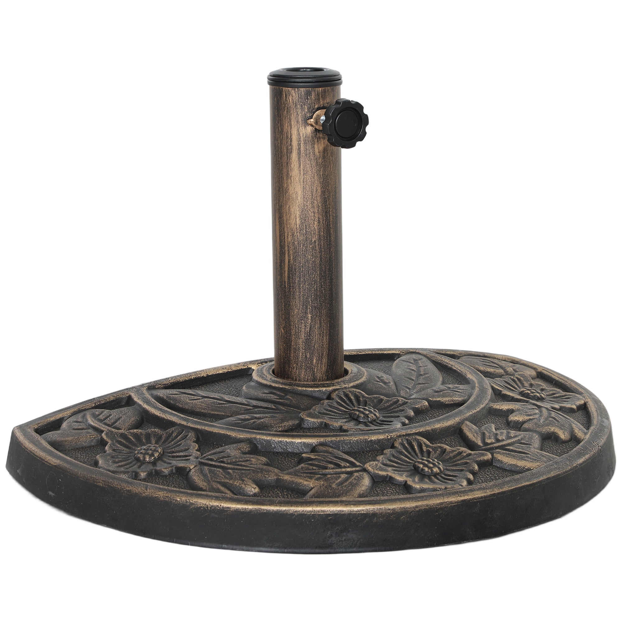 Outsunny Base para Sombrilla Semicircular Soporte para Parasol Pie para Sombrilla con Relleno de Cemento Peso 9,5 kg para Jardín Terraza Bronce