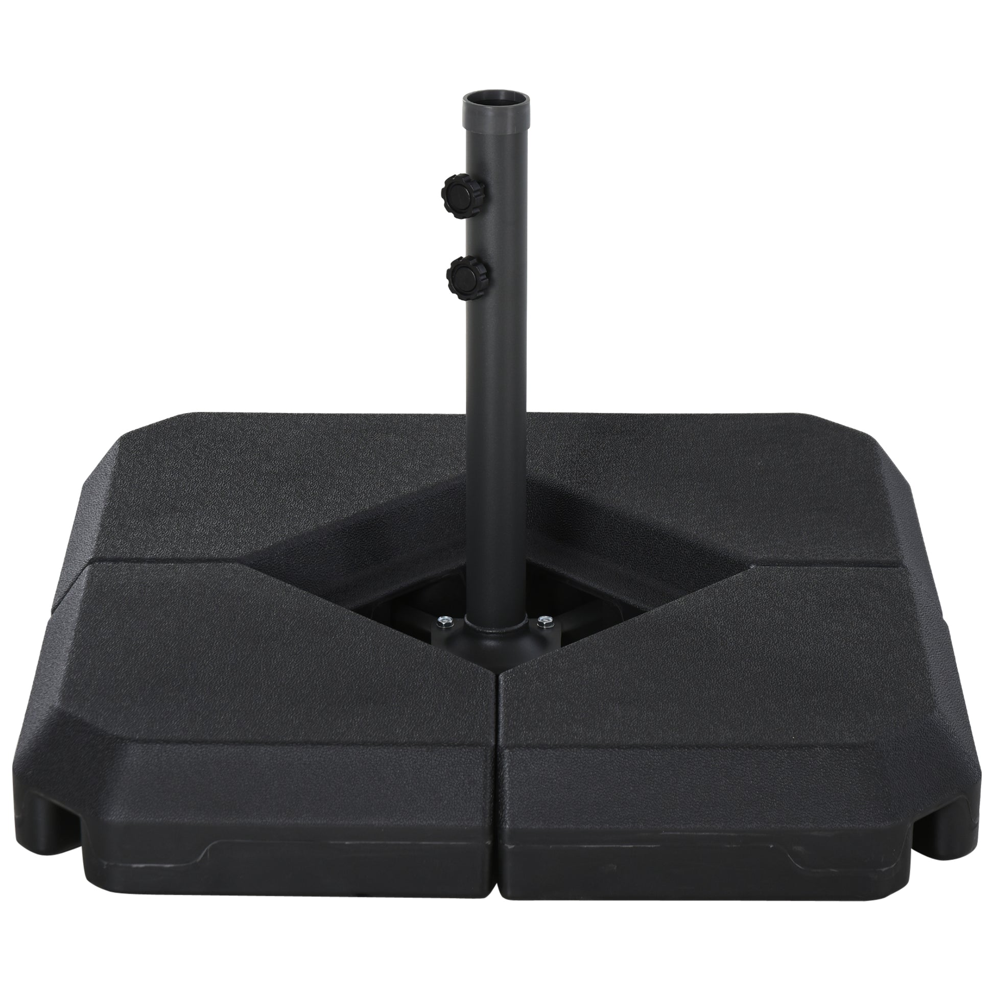 Outsunny Base para Sombrilla de Ø48 mm con 4 Pesos Rellenables de Agua o Arena de 60L Soporte de Sombrilla en Forma de Cruz con Tubo de Acero 80x80x56 cm Negro