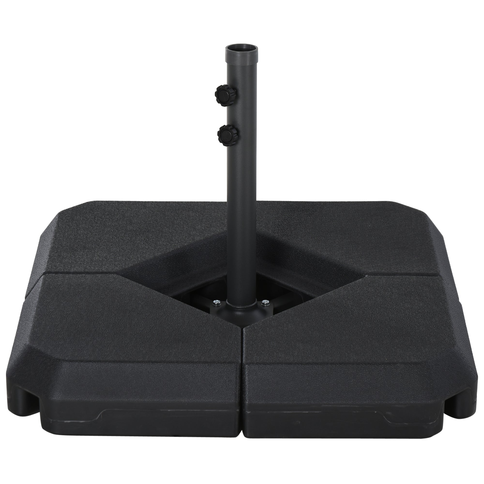 Outsunny Base para Sombrilla de Ø48 mm con 4 Pesos Rellenables de Agua o Arena de 60L Soporte de Sombrilla en Forma de Cruz con Tubo de Acero 80x80x56 cm Negro