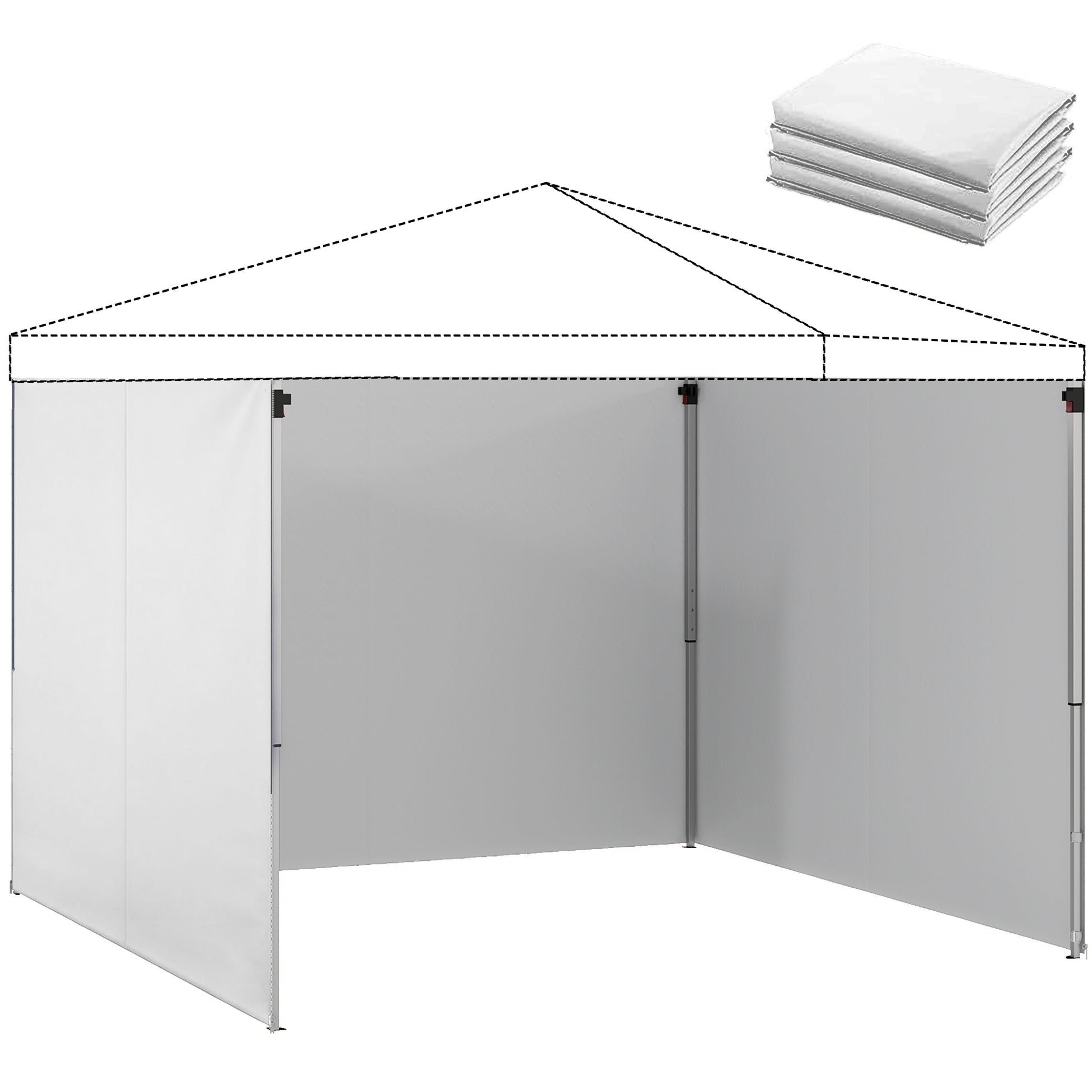 Outsunny 3 Paredes Laterales para Carpas de 3x3 m, Paredes Laterales de Repuesto para Cenador de Tela Oxford 210D con Cremallera, para Fiestas, 300x200 cm, Blanco