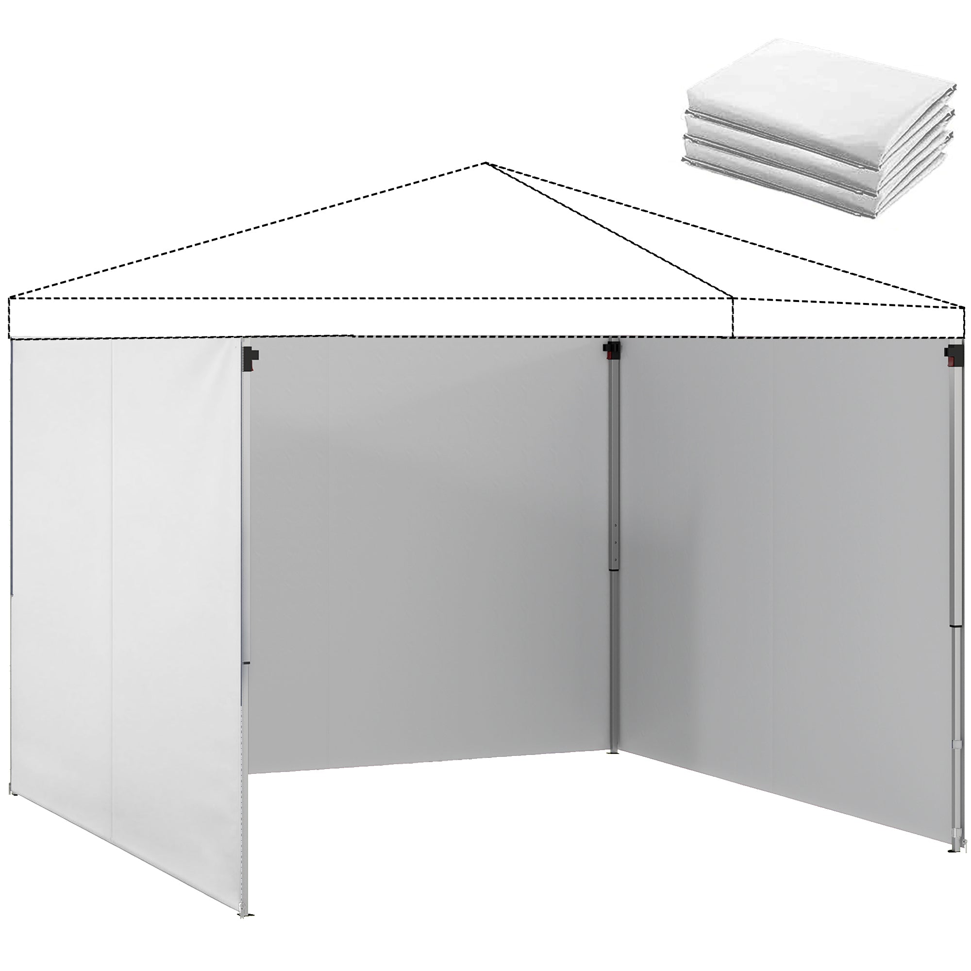 Outsunny 3 Paredes Laterales para Carpas de 3x3 m, Paredes Laterales de Repuesto para Cenador de Tela Oxford 210D con Cremallera, para Fiestas, 300x200 cm, Blanco
