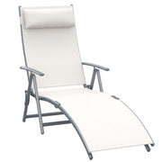 Outsunny Tumbona Plegable Tumbona de Jardín con Respaldo Ajustable en 7 Niveles Almohada y Reposabrazos Carga 165 kg para Piscina Terraza Camping 137x63,5x100,5 cm Beige