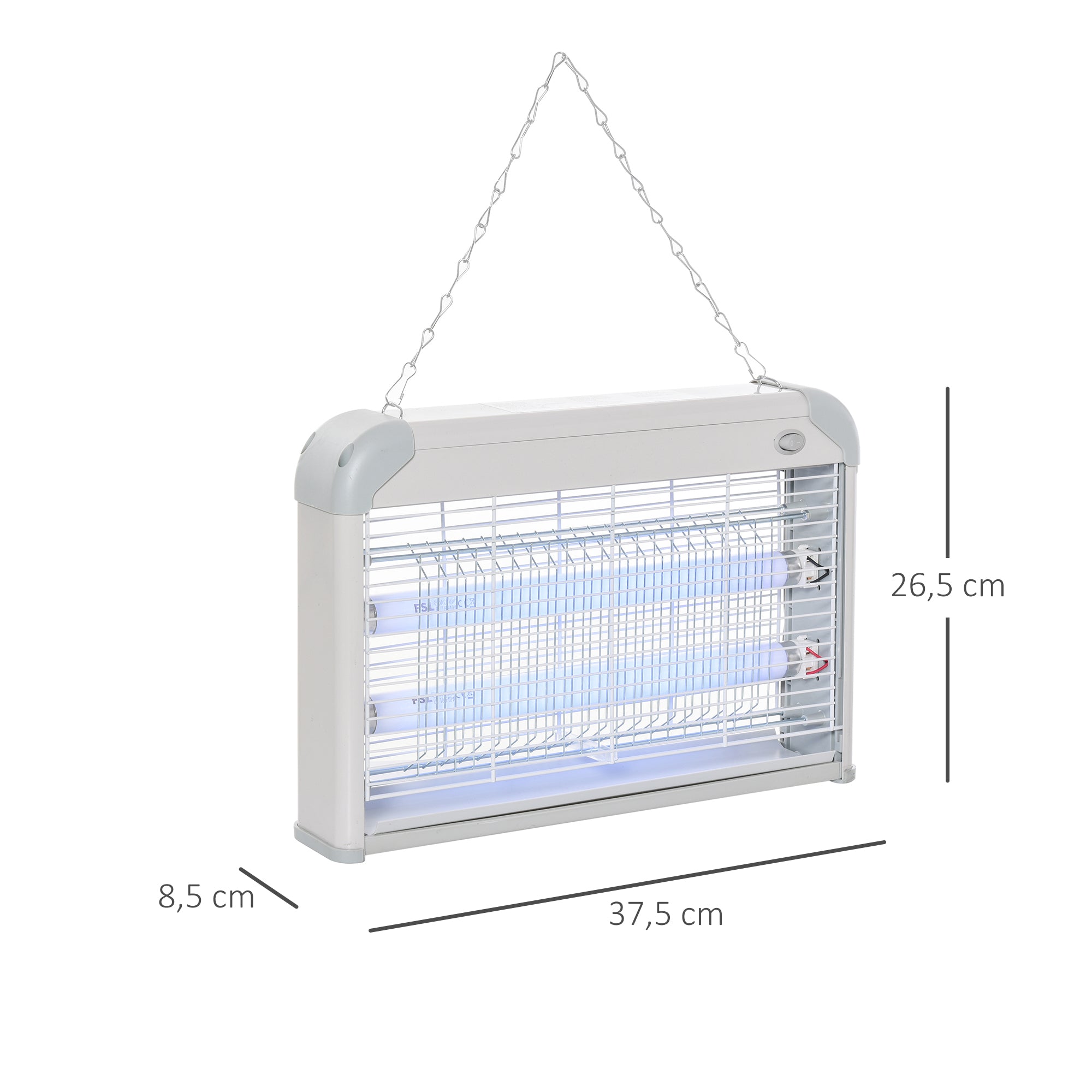 Outsunny Lámpara Anti-mosquitos Lámpara Matamoscas Eléctrica Lámpara Anti-insectos 20W Área 60m² Seguro y Eficaz con Luz UV para Exterior e interior