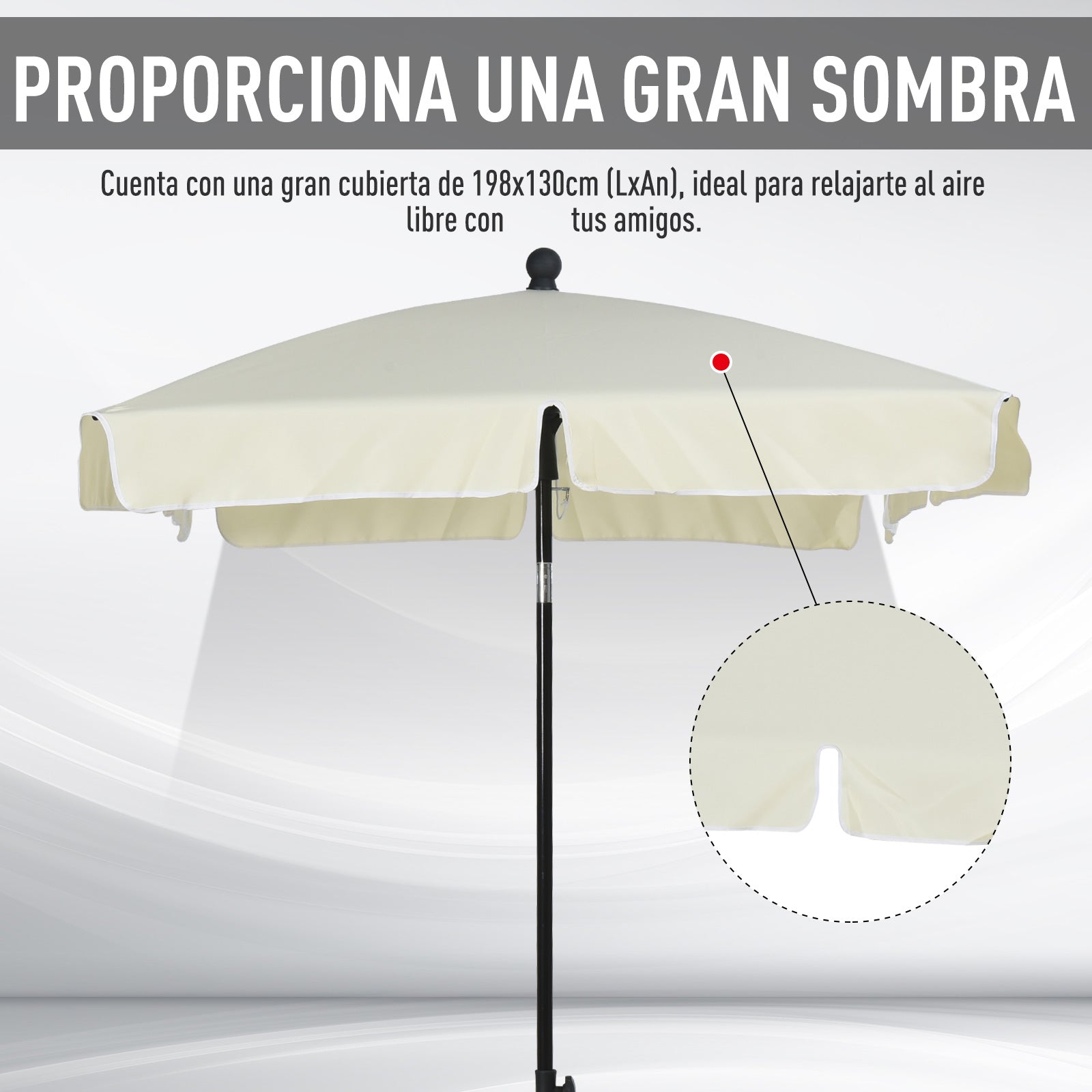 Outsunny Sombrilla de Jardín de Aluminio 198x130x245 cm Parasol de Jardín Rectangular con Función de Inclinación para Terraza Patio Exterior Beige