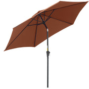 Outsunny Sombrilla para Jardín de Aluminio Ø260x235 cm Parasol de Jardín Reclinable con Manivela y 6 Varillas de Metal para Terraza Exterior Balcón Café