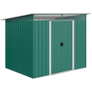 Outsunny Cobertizo de Jardín Exterior 4,5 m² 260x194x200 cm Caseta de Jardín Exterior Metálica con Paneles Frontales Transparentes y 2 Puertas Corredizas para Almacenamiento de Herramientas Verde
