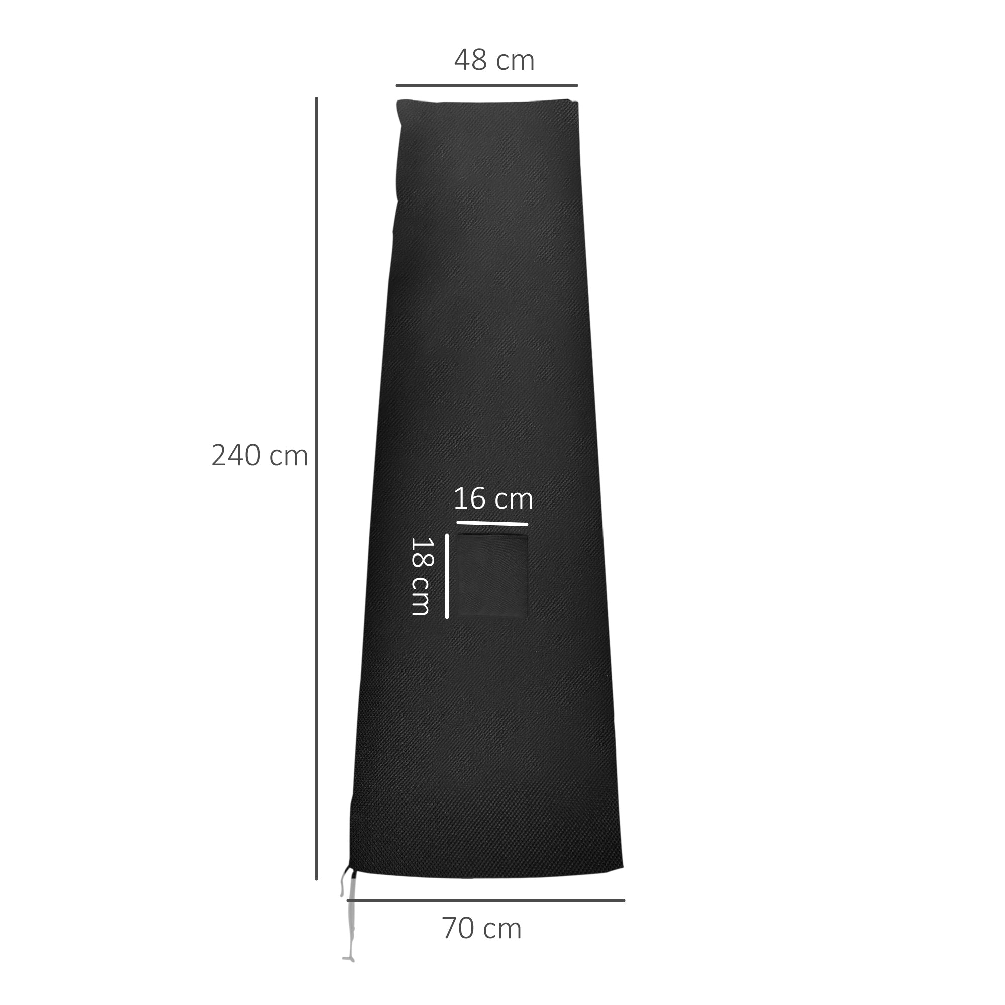 Outsunny Funda para Sombrilla de Jardín Funda Protectora para Parasol Impermeable de Tela Oxford 300D con Cremallera y Varilla de Soporte Plegable 240x48/70 cm Negro