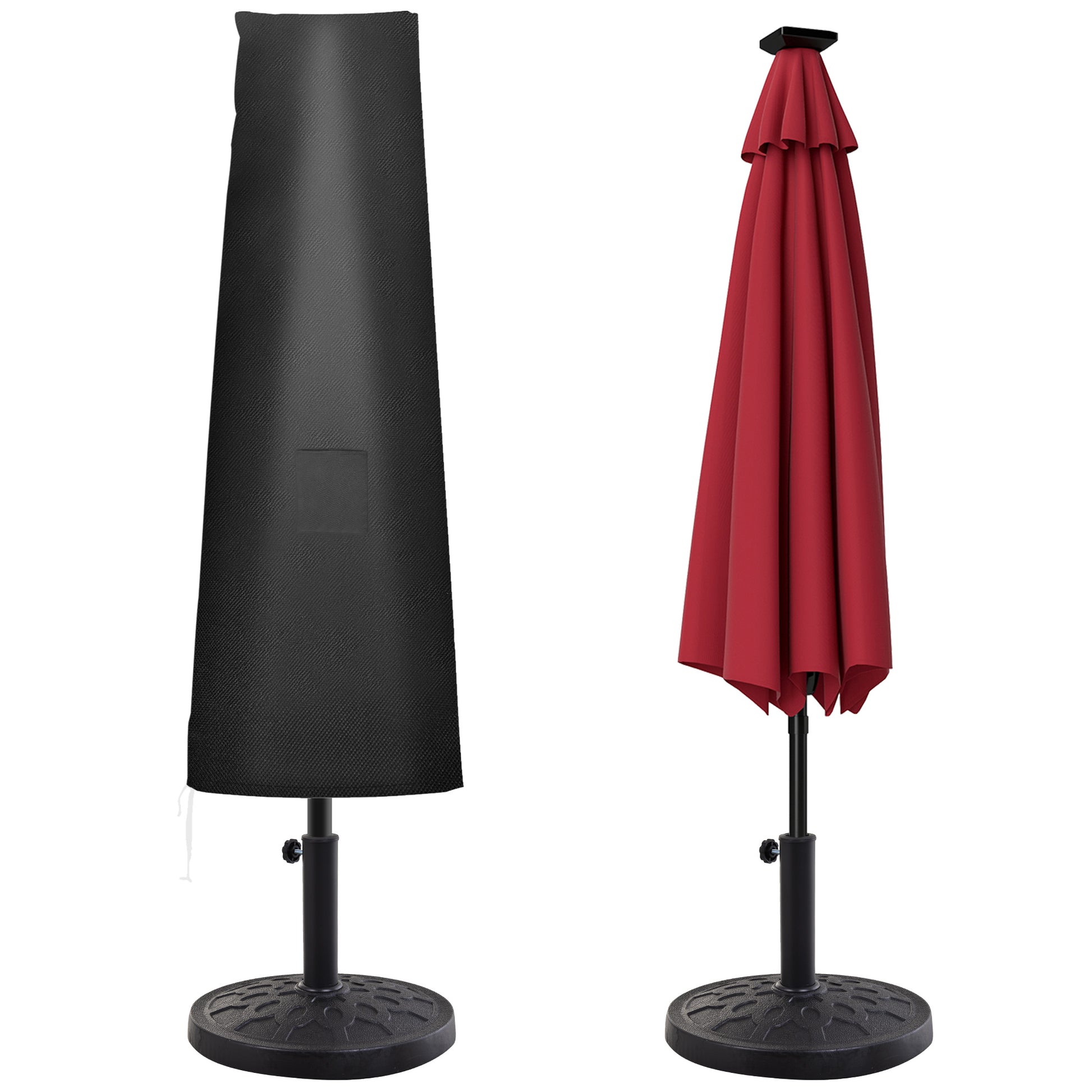 Outsunny Funda para Sombrilla de Jardín Funda Protectora para Parasol Impermeable de Tela Oxford 300D con Cremallera y Varilla de Soporte Plegable 240x48/70 cm Negro