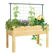 Outsunny Huerto Urbano Elevado con Enrejado Mesa de Cultivo Jardinera Elevada para Trepar Enredaderas de Verduras Plantas Flores Carga 300 kg 120x60x75 cm Natural