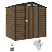Outsunny Cobertizo de Jardín 190x131x188 cm Caseta Exterior Casa de Herramientas con 2 Ventanas de Ventilación y Puerta para Patio Terraza Balcón Roble