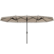 Outsunny Sombrilla Doble 4,5x2,65 m Sombrilla Terraza Exterior con Manivela Manual Resistente al Agua y Protección UV30+ Sombrilla Grande para Terraza Playa Piscina Crema