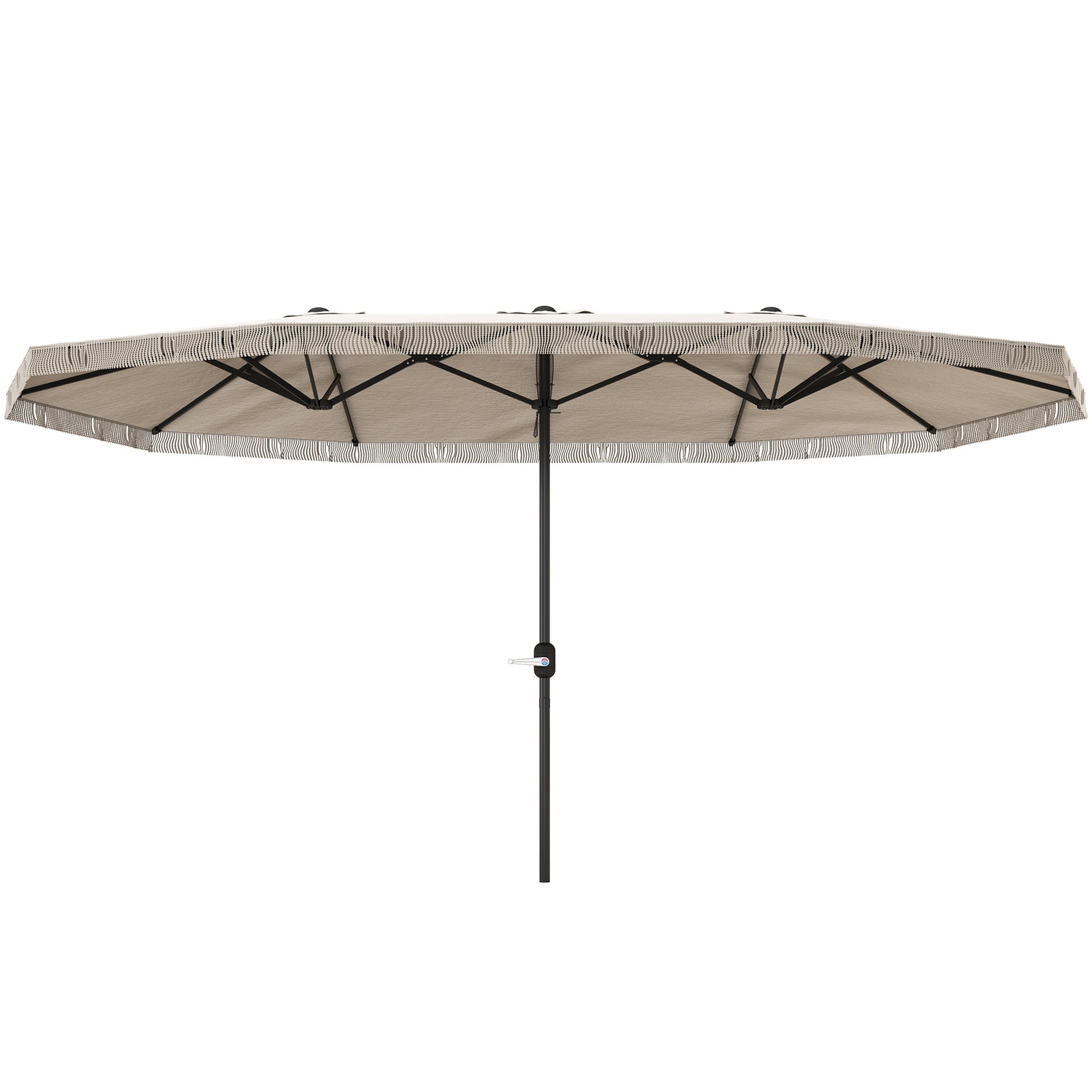 Outsunny Sombrilla Doble 4,5x2,65 m Sombrilla Terraza Exterior con Manivela Manual Resistente al Agua y Protección UV30+ Sombrilla Grande para Terraza Playa Piscina Crema