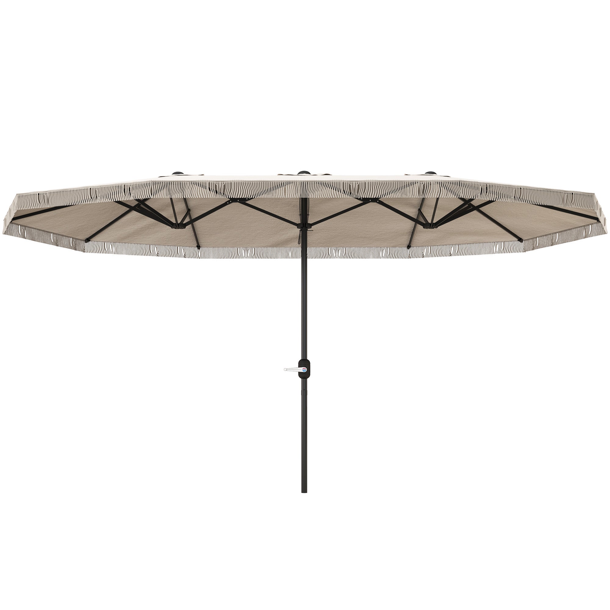 Outsunny Sombrilla Doble 4,5x2,65 m Sombrilla Terraza Exterior con Manivela Manual Resistente al Agua y Protección UV30+ Sombrilla Grande para Terraza Playa Piscina Crema