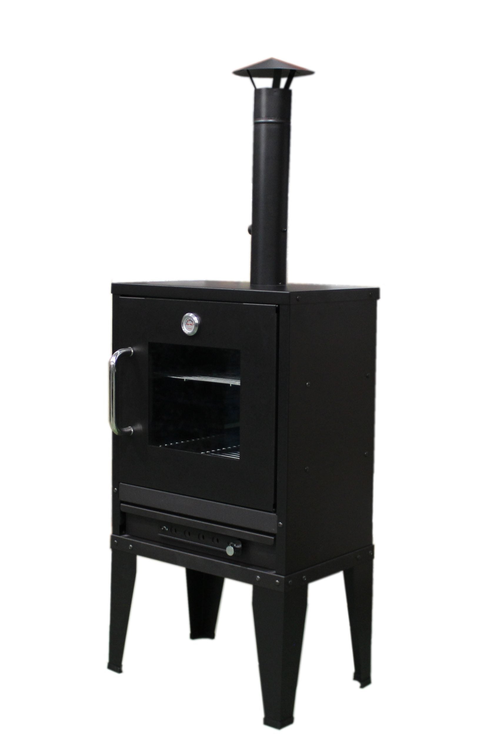 Ahumador y Asador Americano con Parrillas de Acero y Gancho