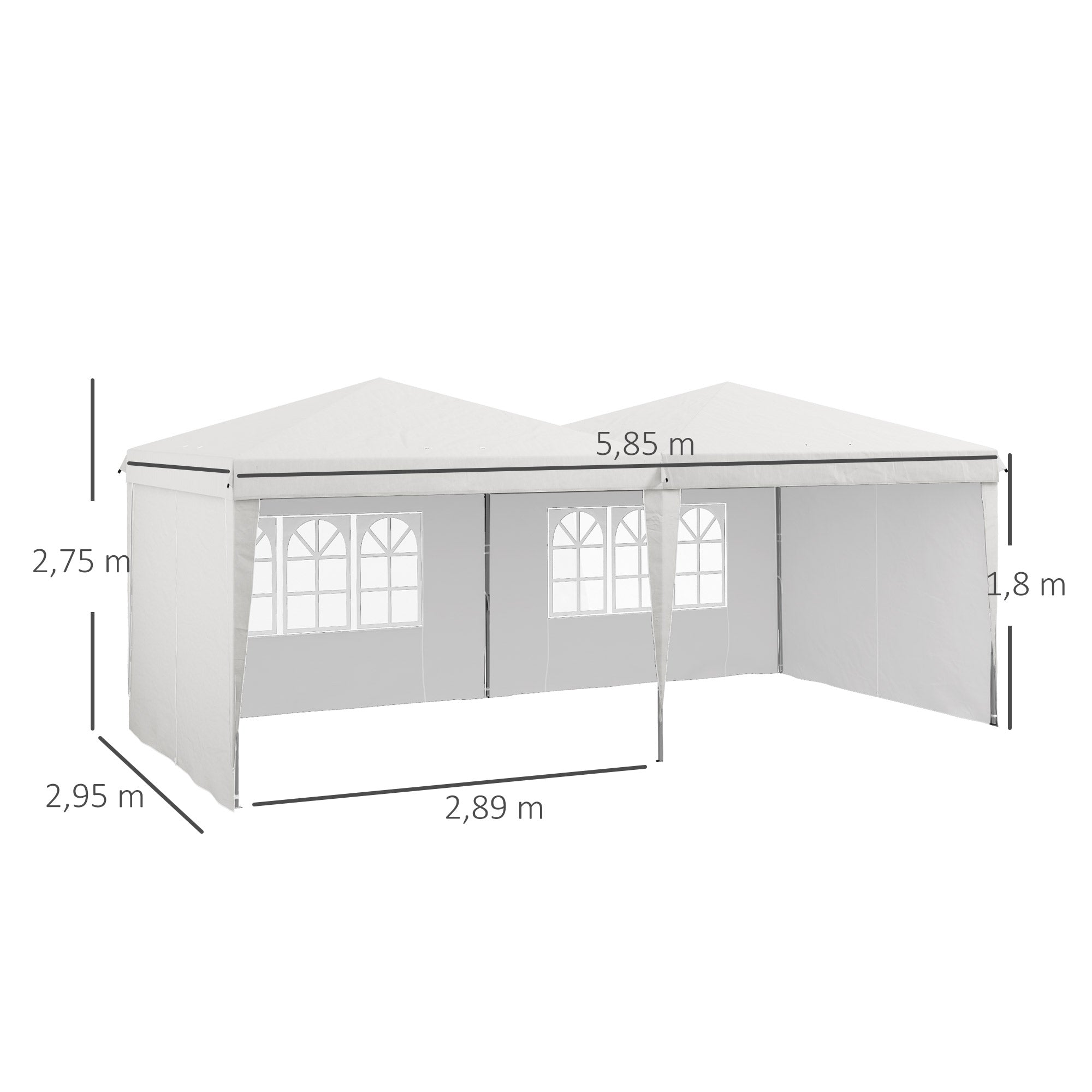 Outsunny Carpa Plegable 6x3 m Cenador de Jardín con Altura Ajustable Paredes Laterales Protección UV30+ Impermeable Sacos de Arena y Bolsa de Transporte Gazebo para Exterior Jardín Fiestas Blanco