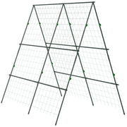 Outsunny Enrejado de Jardín Triángulo Soporte para Plantas Trepadoras con Marco de Acero para Frutas Verduras Flores Decoración Exterior Patio Terraza 180x100x180 cm Verde