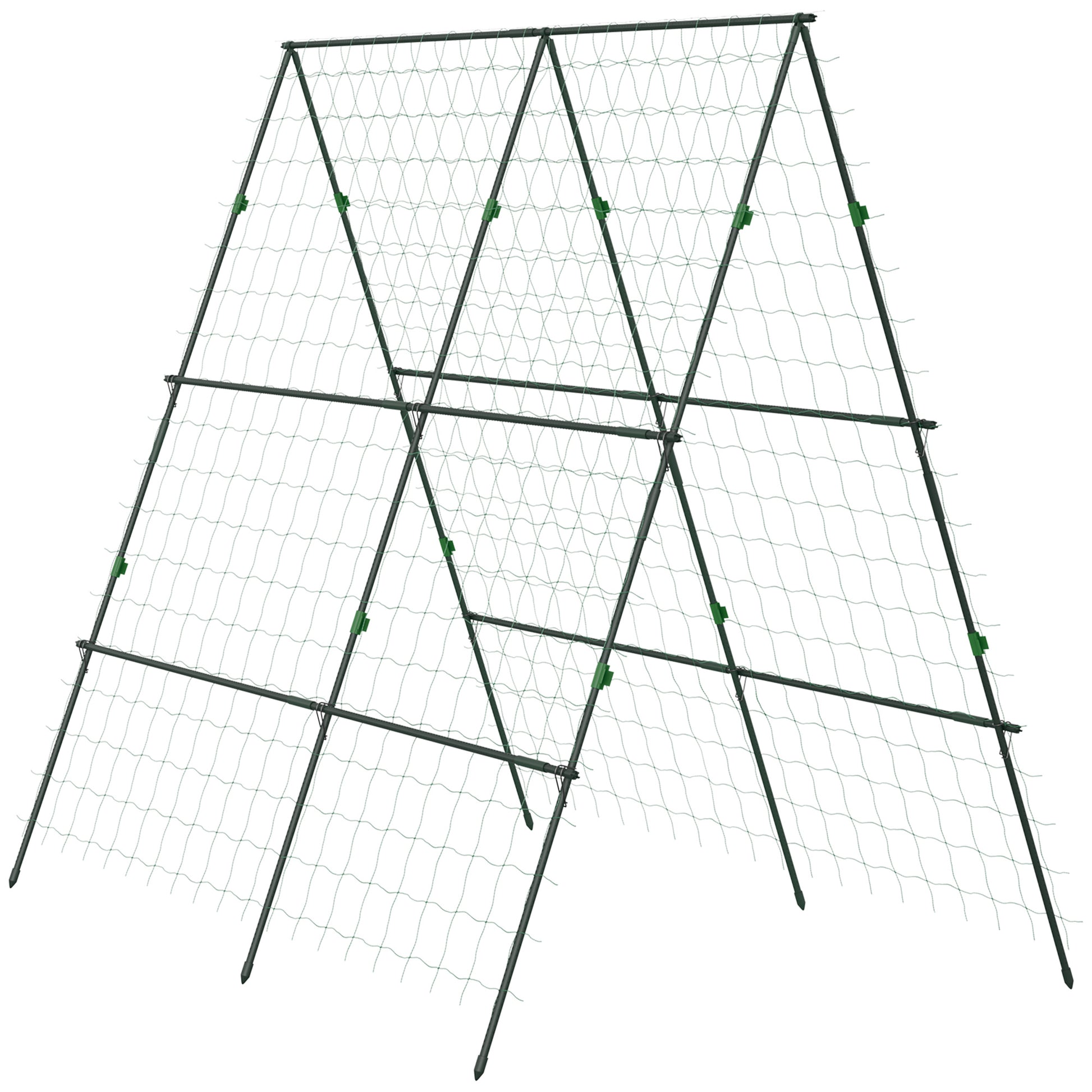 Outsunny Enrejado de Jardín Triángulo Soporte para Plantas Trepadoras con Marco de Acero para Frutas Verduras Flores Decoración Exterior Patio Terraza 180x100x180 cm Verde