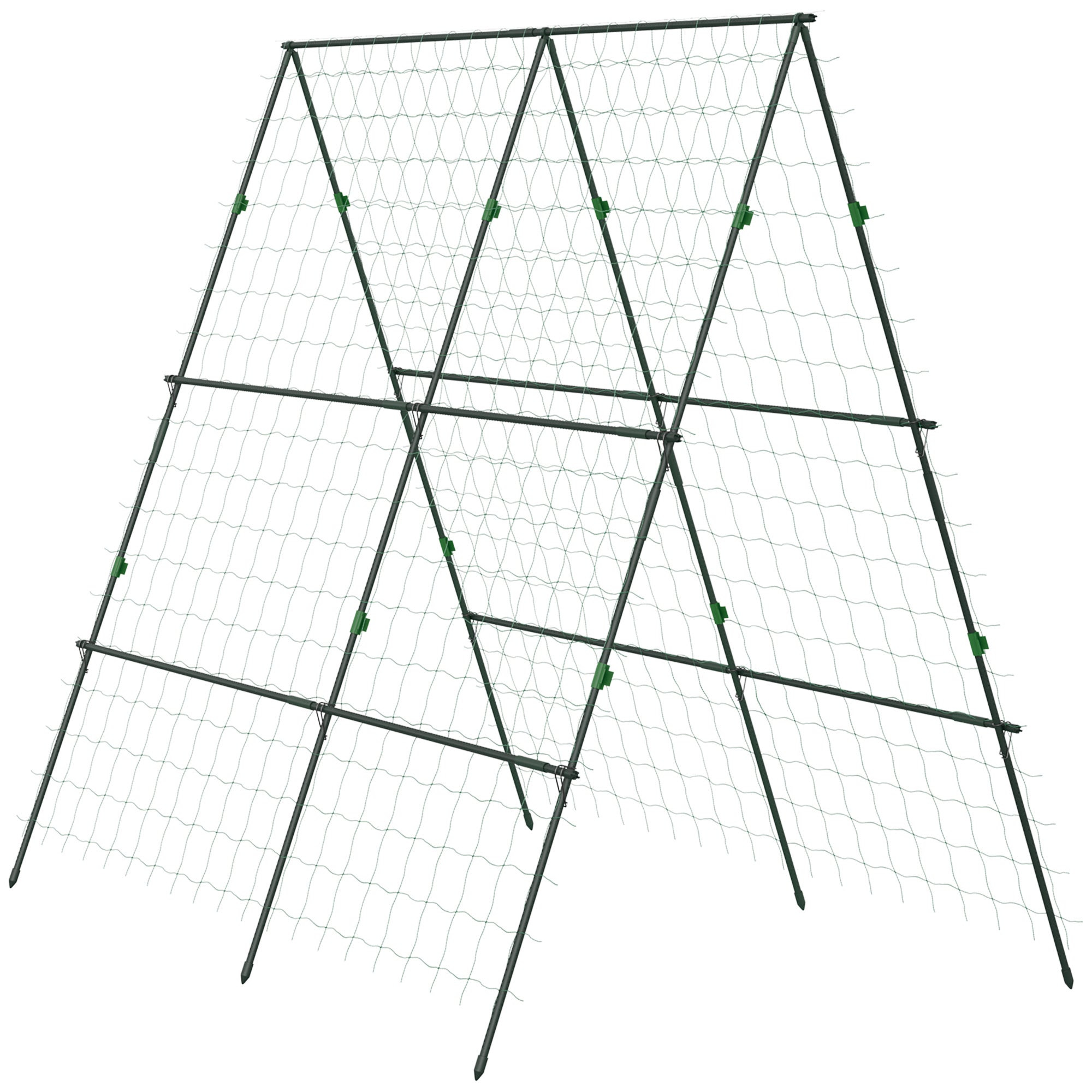 Outsunny Enrejado de Jardín Triángulo Soporte para Plantas Trepadoras con Marco de Acero para Frutas Verduras Flores Decoración Exterior Patio Terraza 180x100x180 cm Verde