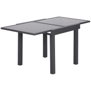 Outsunny Mesa de Jardín Mesa Extendida de Aluminio Mesa de Comedor Rectangular Tabla Vidrio Templado Carga 50kg para Terraza Patio Exterior Ofrecer Espacio Extra