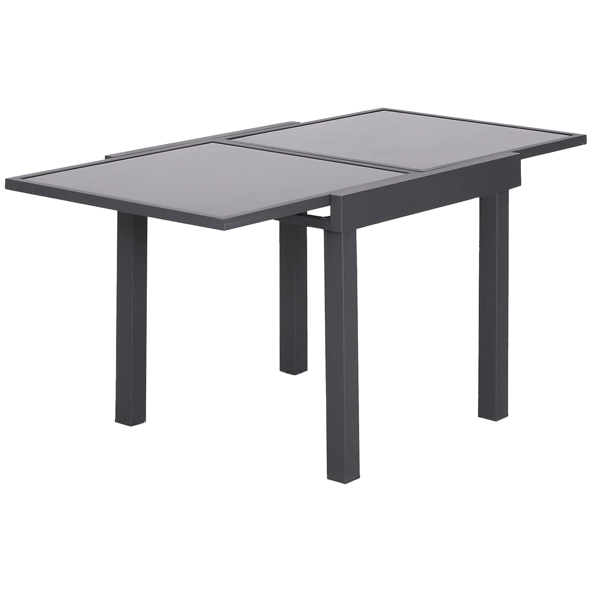 Outsunny Mesa de Jardín Mesa Extendida de Aluminio Mesa de Comedor Rectangular Tabla Vidrio Templado Carga 50kg para Terraza Patio Exterior Ofrecer Espacio Extra