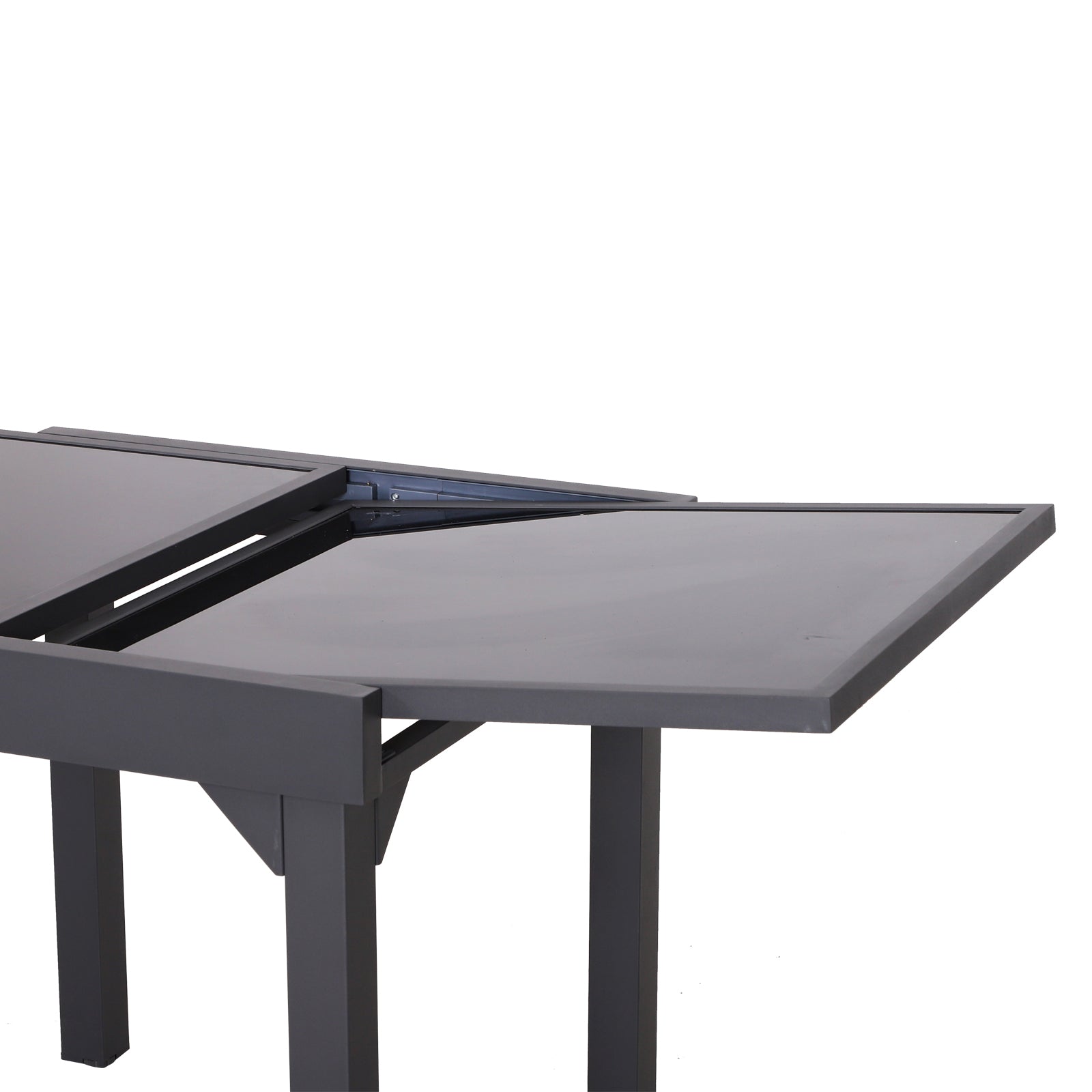 Outsunny Mesa de Jardín Mesa Extendida de Aluminio Mesa de Comedor Rectangular Tabla Vidrio Templado Carga 50kg para Terraza Patio Exterior Ofrecer Espacio Extra