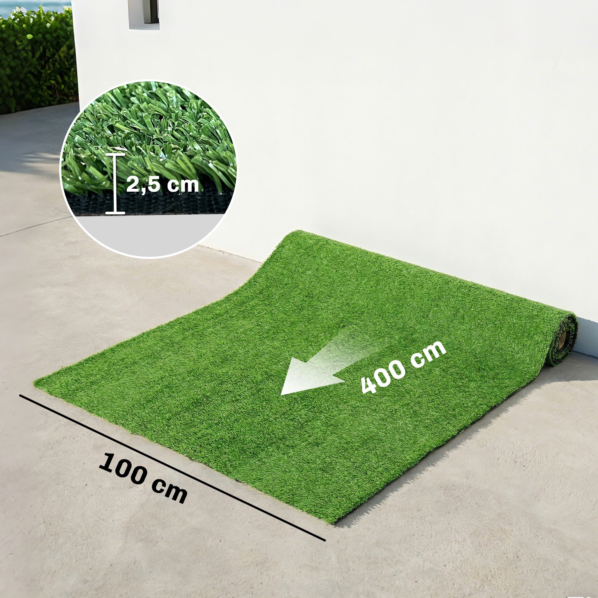 Outsunny Césped Artificial 1m x 4m, Alfombra Césped Artificial con Altura de Hierba 10 mm, Drenaje Automático, para Jardín, Terraza, Patio, Balcón, Interior y Exterior, Verde