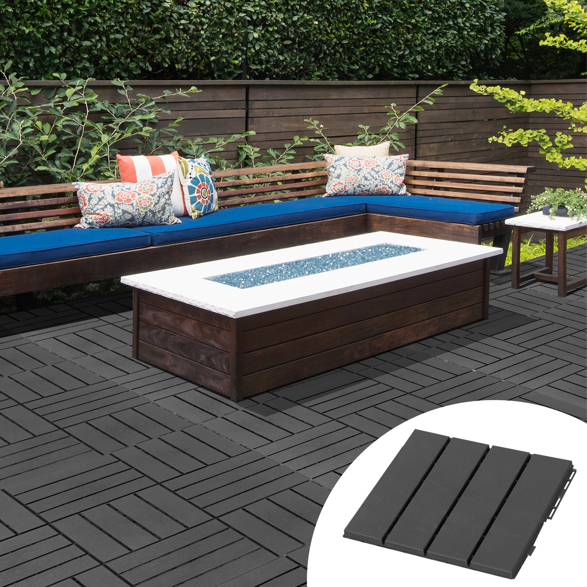 Outsunny Baldosas Cuadradas para Suelos Antideslizantes Exteriores Interiores Paquete de 9 Piezas 0.81 m² 30x30 cm Negro