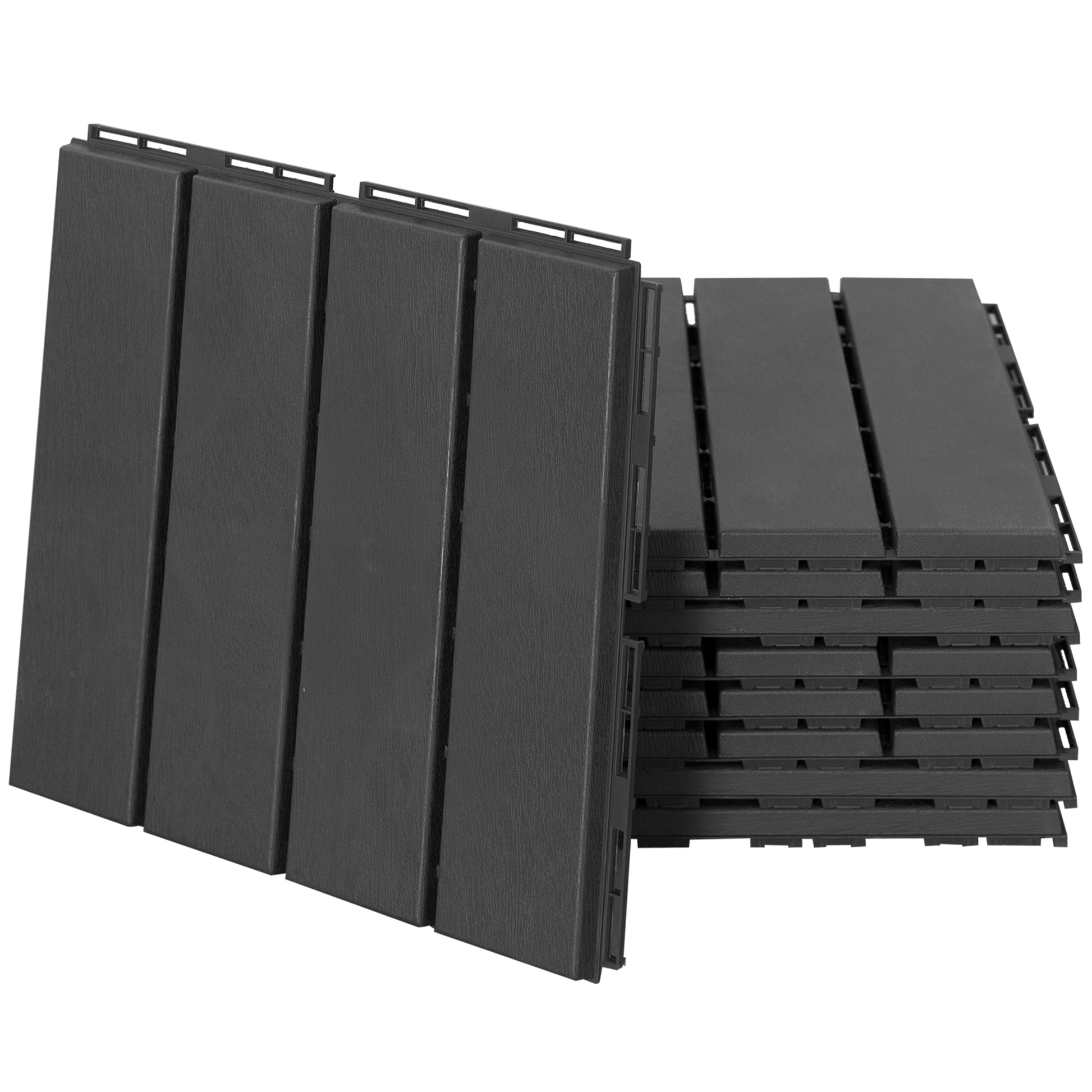 Outsunny Baldosas Cuadradas para Suelos Antideslizantes Exteriores Interiores Paquete de 9 Piezas 0.81 m² 30x30 cm Negro