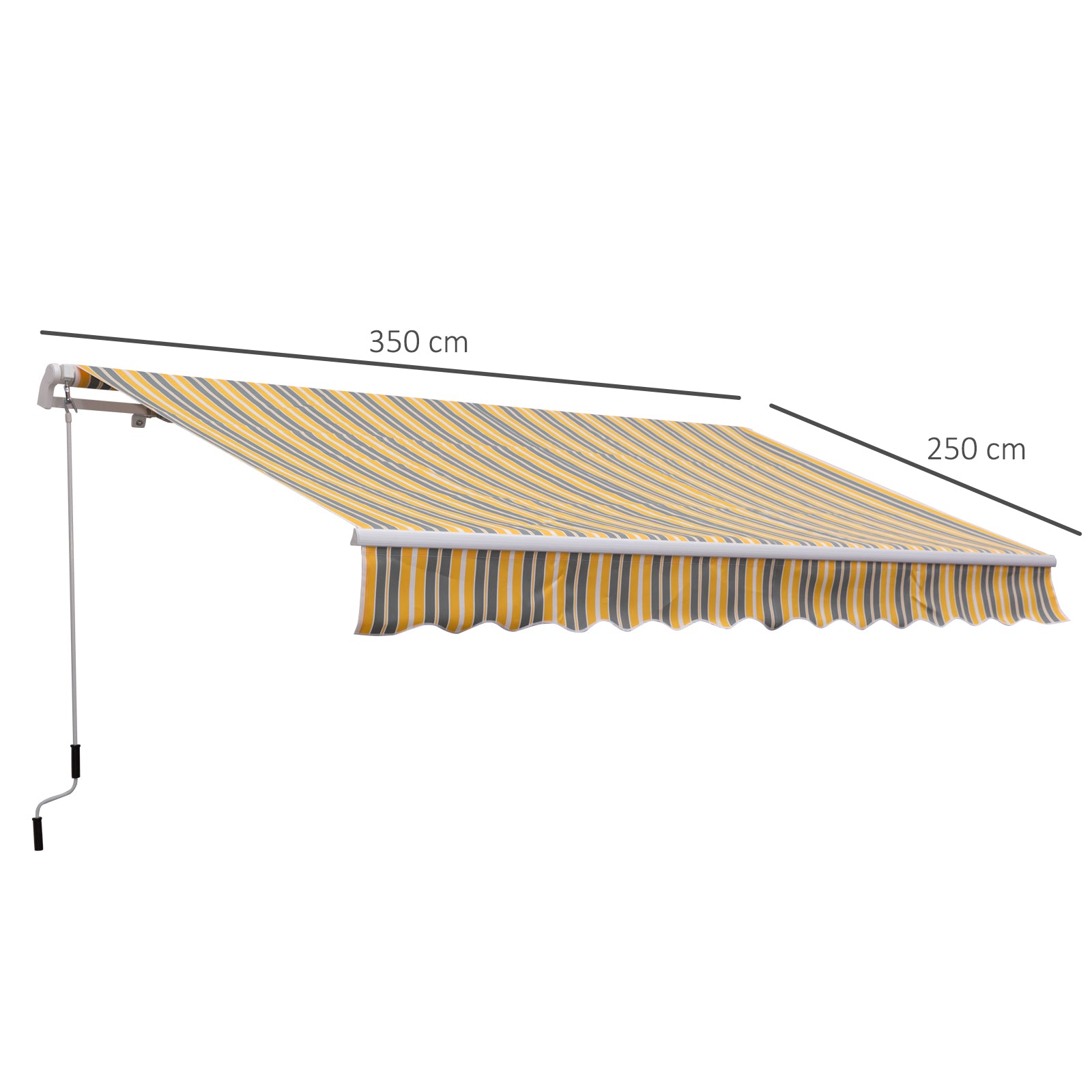 Outsunny Toldo Manual Plegable 3.5x2.5m de Aluminio Toldo Balcón Patio Terraza con Manivela Resistente al Agua Protección Solar UV para Jardín Exterior Amarillo