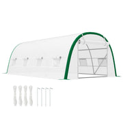 Outsunny Invernadero de Exterior 6x3x2 m, Invernadero de Túnel con Puerta Enrollable, 8 Ventanas de Malla, Cubierta PE 140g/m², Marco de Acero Galvanizado, Anti-UV, para Cultivos, Plantas, Blanco