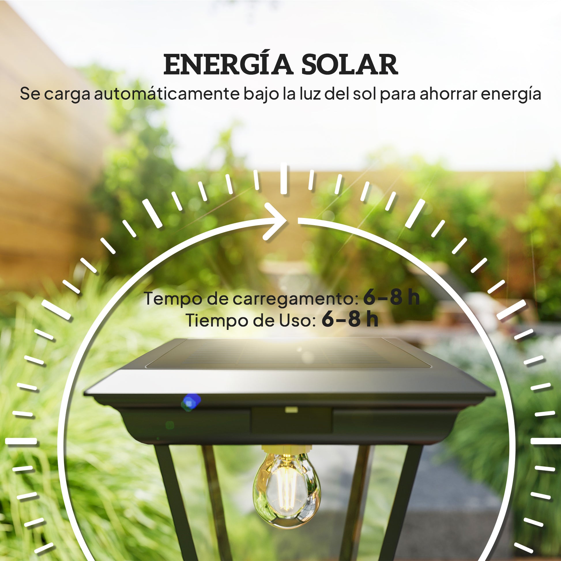 Outsunny Farola Solar Exterior Luz Solar Exterior Jardín de Aluminio y Vidrio con Panel Solar Luces LED Encendido y Apagado Automático Sensor de Movimiento Impermeable IP44 para Terraza 26x24x220 cm