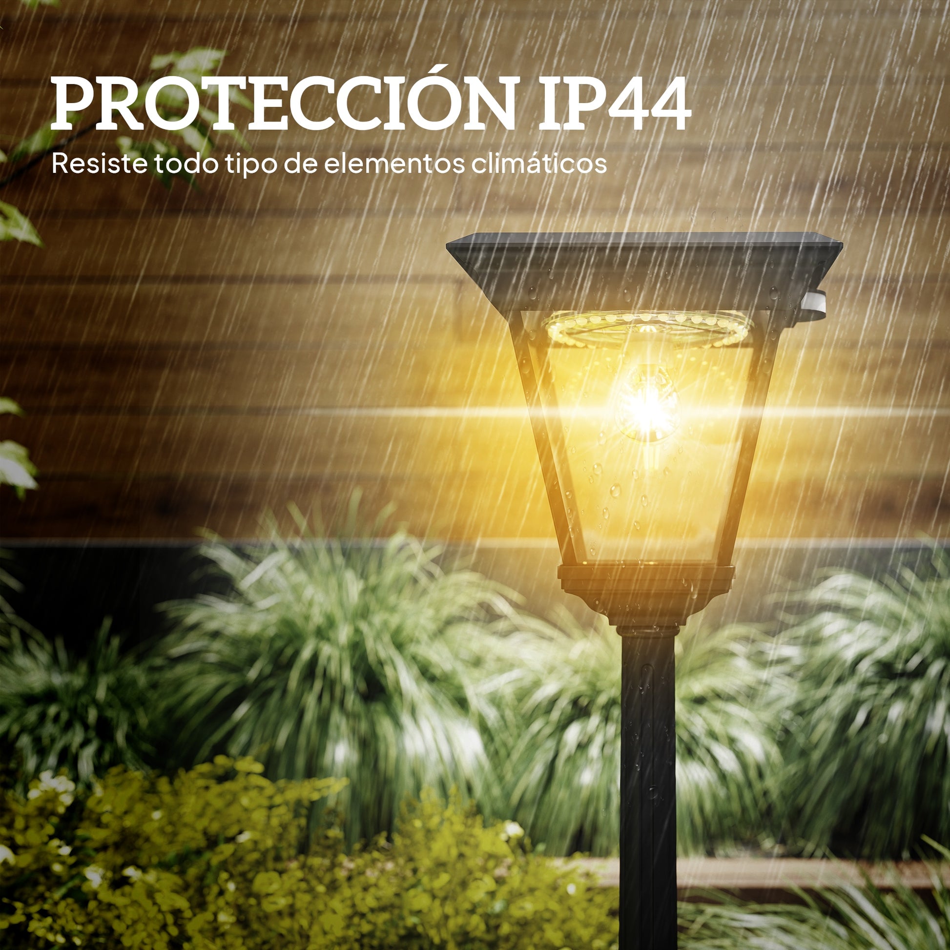 Outsunny Farola Solar Exterior Luz Solar Exterior Jardín de Aluminio y Vidrio con Panel Solar Luces LED Encendido y Apagado Automático Sensor de Movimiento Impermeable IP44 para Terraza 26x24x220 cm