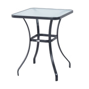 Outsunny Mesa Auxiliar de Cristal Templado Cuadrada Bordes Redondeados Mesita Café para Patio Terraza Balcón Negro y Transparente 68,5x68,5x84 cm