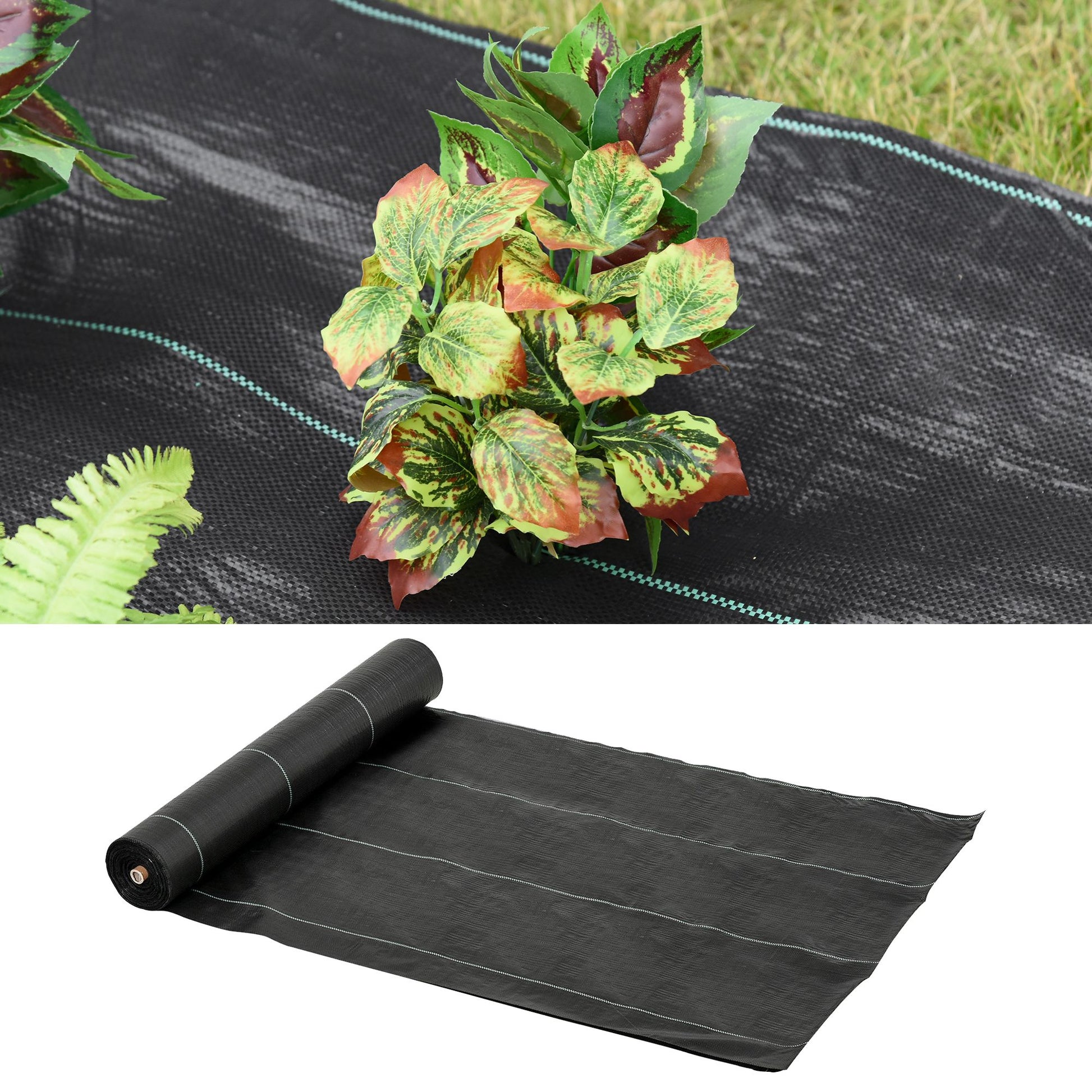 Outsunny Malla Antihierbas Malla Antihierbas 2x50 m Malla Antimaleza Malla Geotextil contra Malas Hierbas y Malezas 100 g/m² para Jardín Terraza Patio Negro