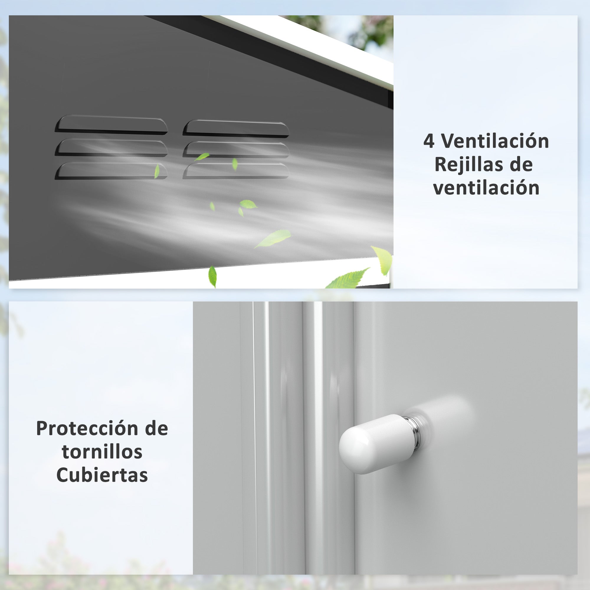 Outsunny Caseta de Jardín Exterior 3,6 m², 236x171x191 cm, Cobertizo de Jardín Exterior Metálico con Puertas Correderas y Ranuras de Ventilación, para Almacenamiento de Herramientas, Gris Oscuro