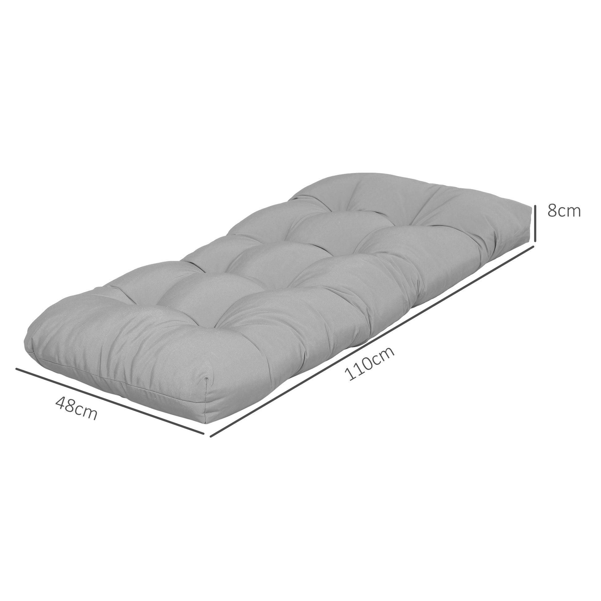 Outsunny Cojín para Banco de 2 Plazas 110x48x8 cm Cojín Rectangular para Interiores y Exteriores Lavable con 8 Puntadas y Asiento Cómodo para Sillas Sofás Gris